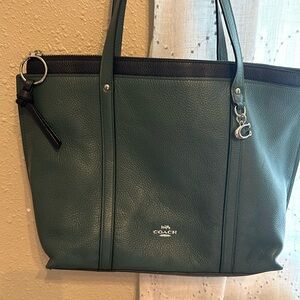 Coach zip top leather tote